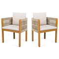 Outdoor Dining Chairs With Mix Rope Handles (Set of 2)