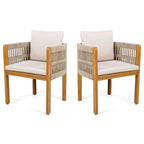 Outdoor Dining Chairs With Mix Rope Handles (Set of 2)