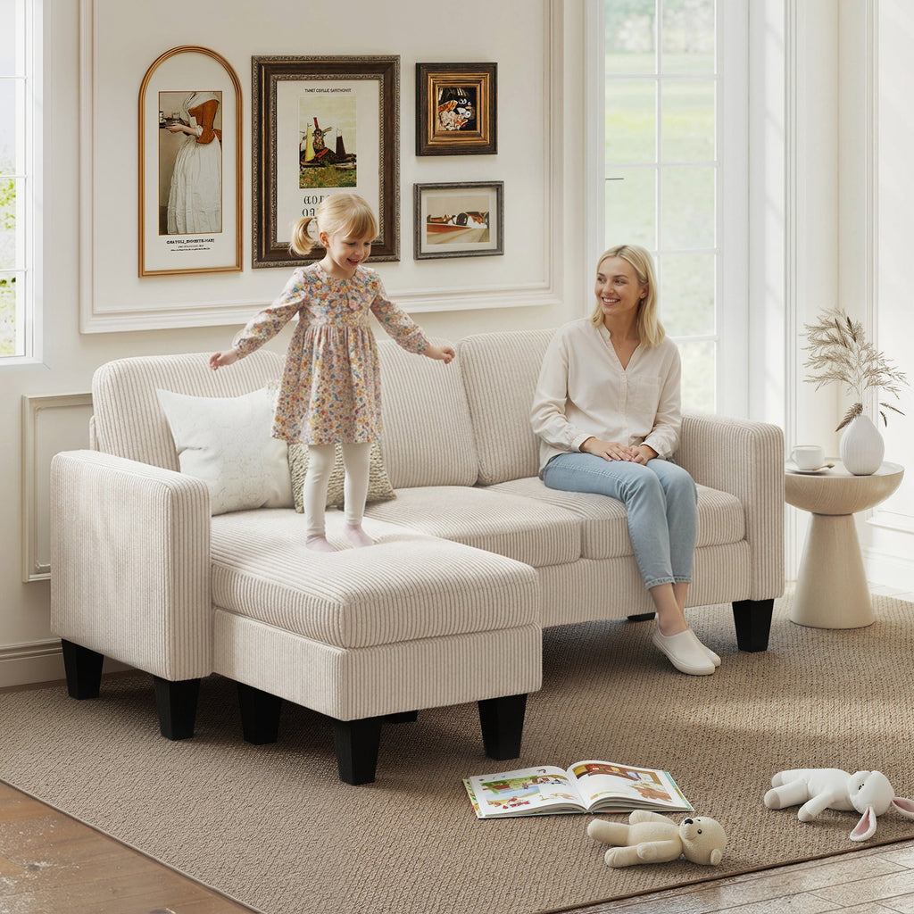 Sectional Sofa, L Shaped Couch, with Reversible Chaise or Ottoman,