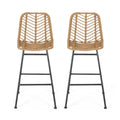 Sawtelle Outdoor Wicker Barstools (Set of 2)