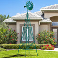 8 Feet Windmill Metal Ornamental Wind Wheel Weather Resistant-Green