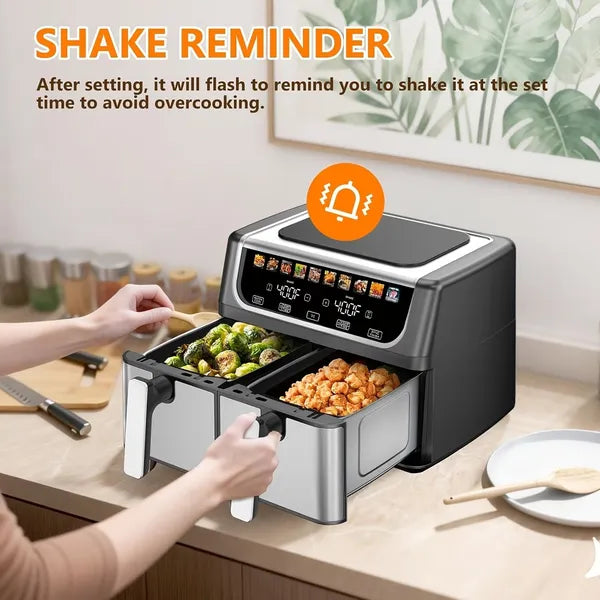 9.5 Quart Large Dual Basket Air Fryer With Double Basket, Independent