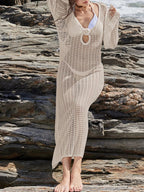Long Sleeve Backless Cover-Up Dress