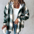 Plaid Hooded Jacket Fashion Casual Button Pocket Coat Autumn And