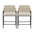 Mid Century Modern Counter Stool Set With Iron Frame