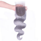 Gray 10A Grade Silver #1B/ Silver  3/4 Body Wave BUNDLES with CLOSURES