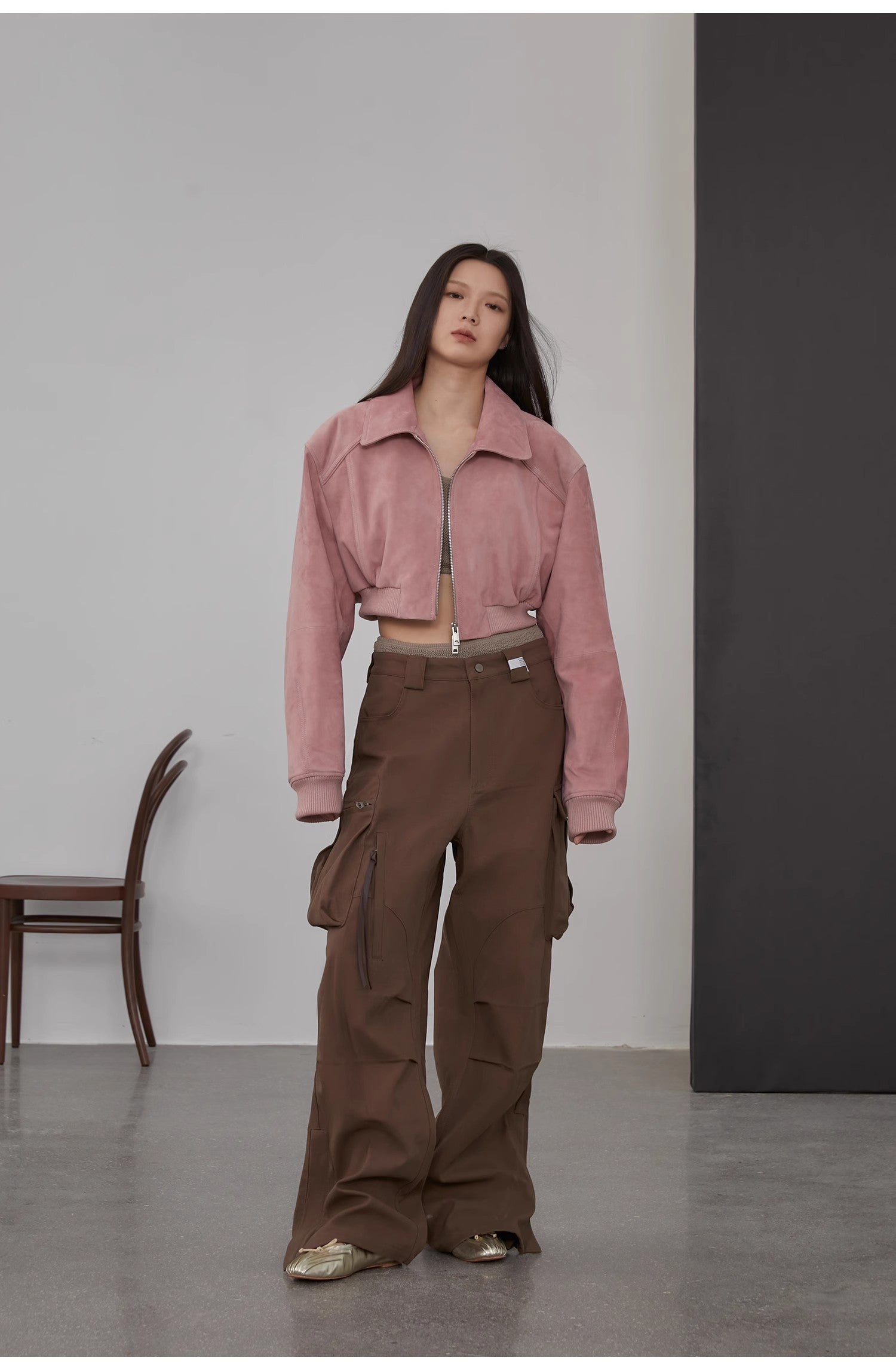 Retro Classic Stand Up Sheep Leather Short Jacket "Witch Game"