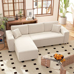 Corner Sofa With Reversible Chaise Lounge, Corduroy L-Shaped Sectional
