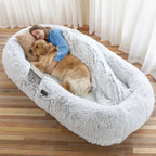 Human Dog Bed, Large Size Fits You And Pets, Washable Faux Fur Dog Bed
