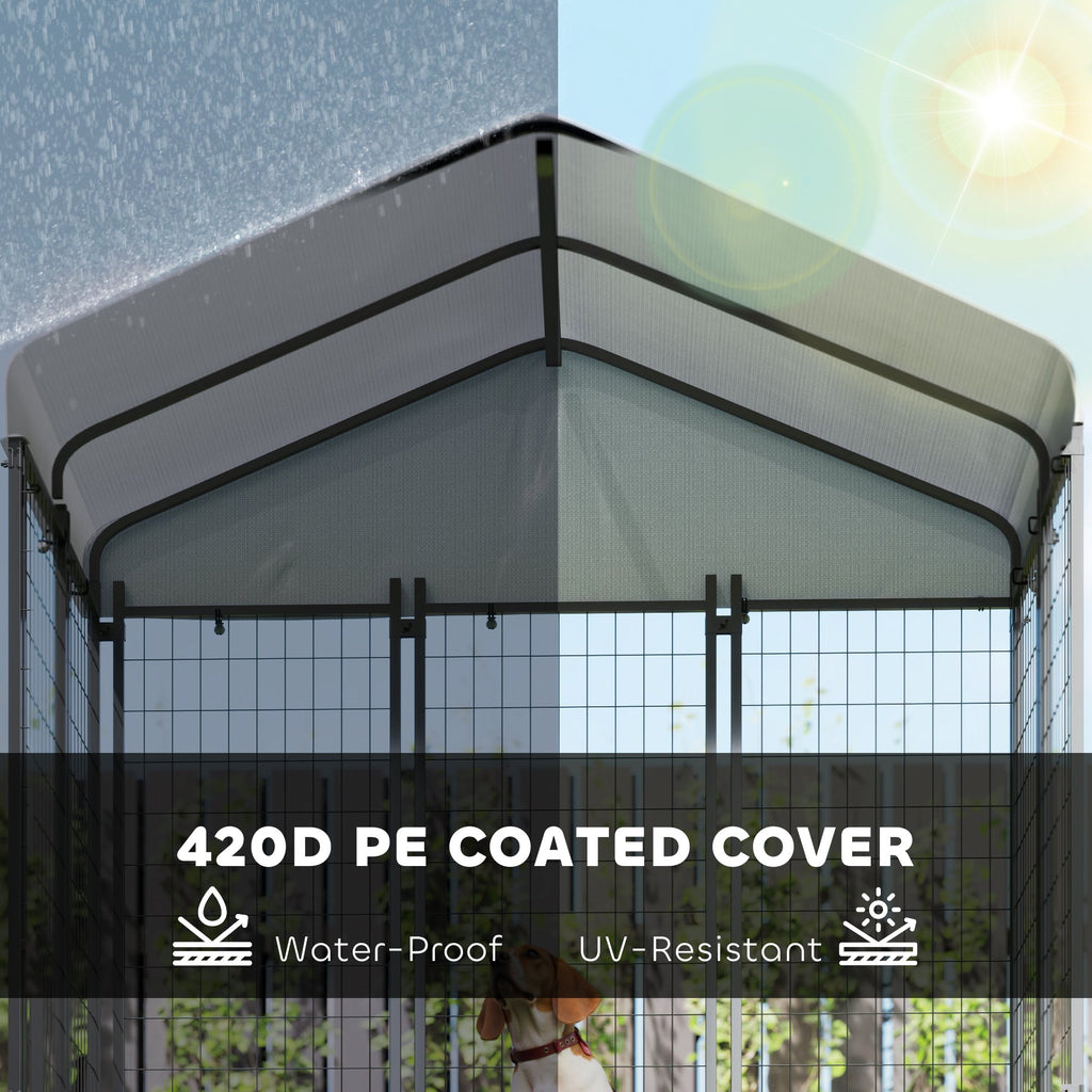 5.9 X 5.9 X 6 Outdoor Dog Kennel With Roof, Rotating & 4-Level