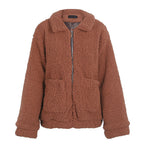 Faux lambswool oversized jacket coat Winter black warm hairly jacket
