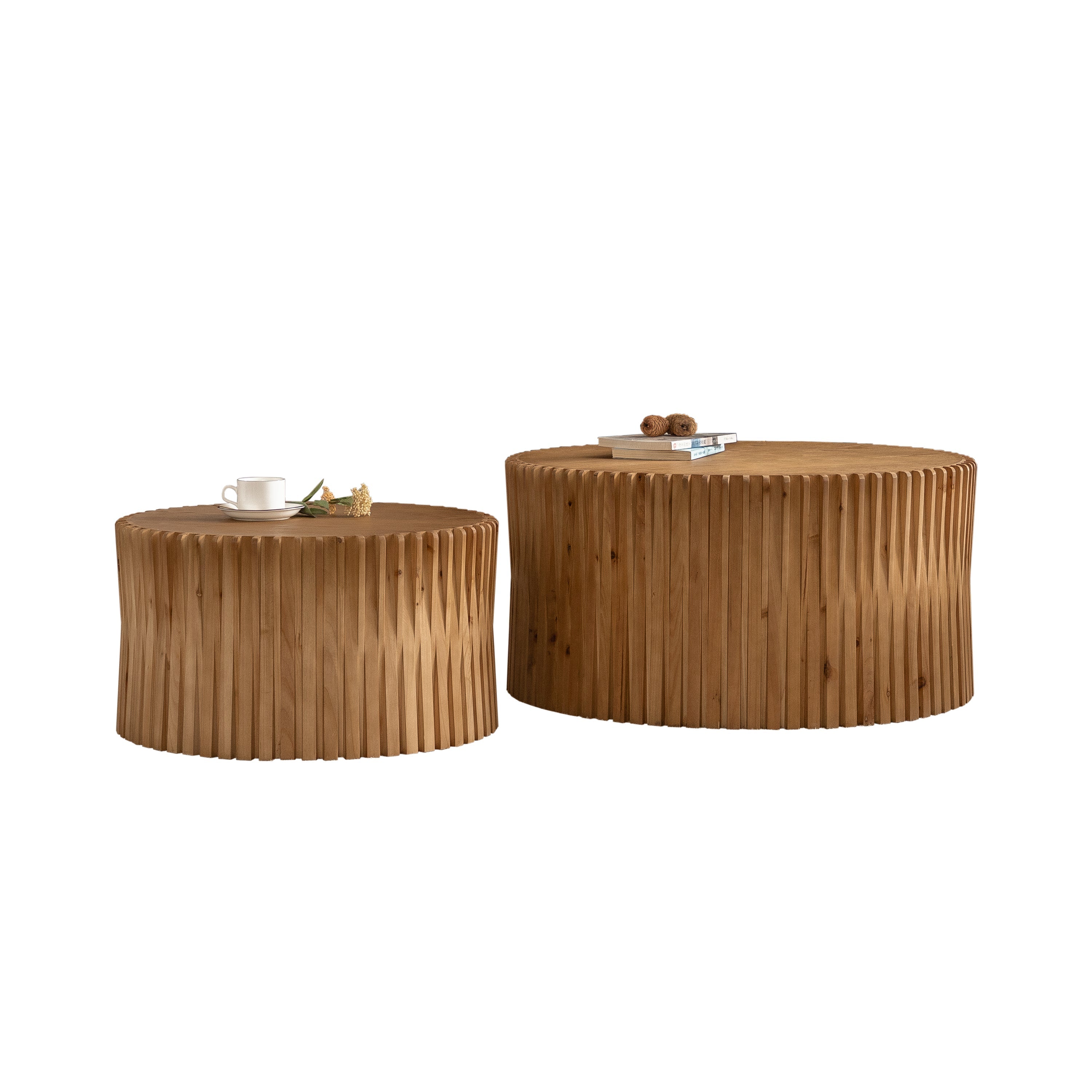 Vintage Fashion Style Cylindrical Nesting Coffee Table Set