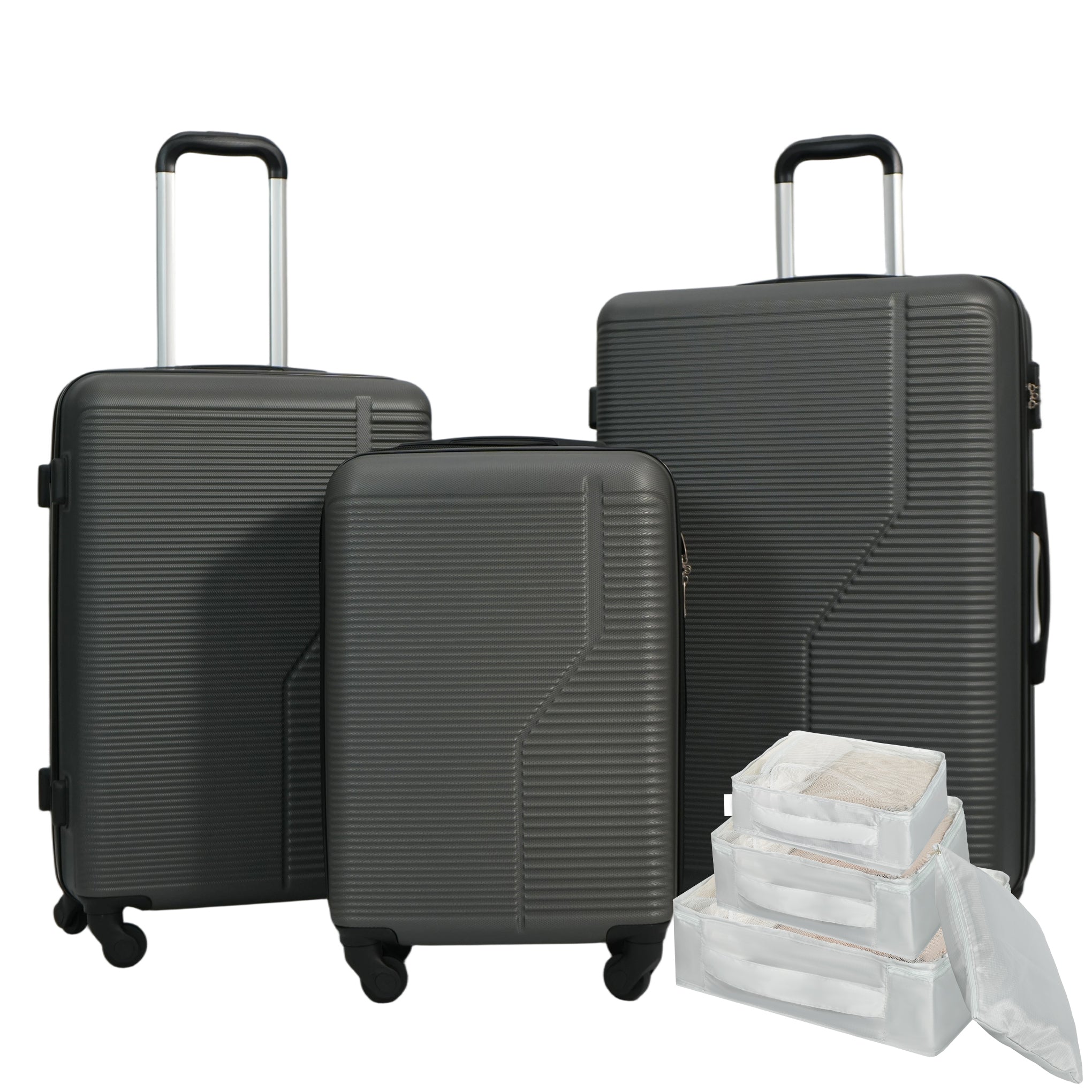 7-Piece Luggage Set ABS Lightweight & Durable Suitcase with Spinner Wheels TSA Lock (20/24/28) Dark Grey