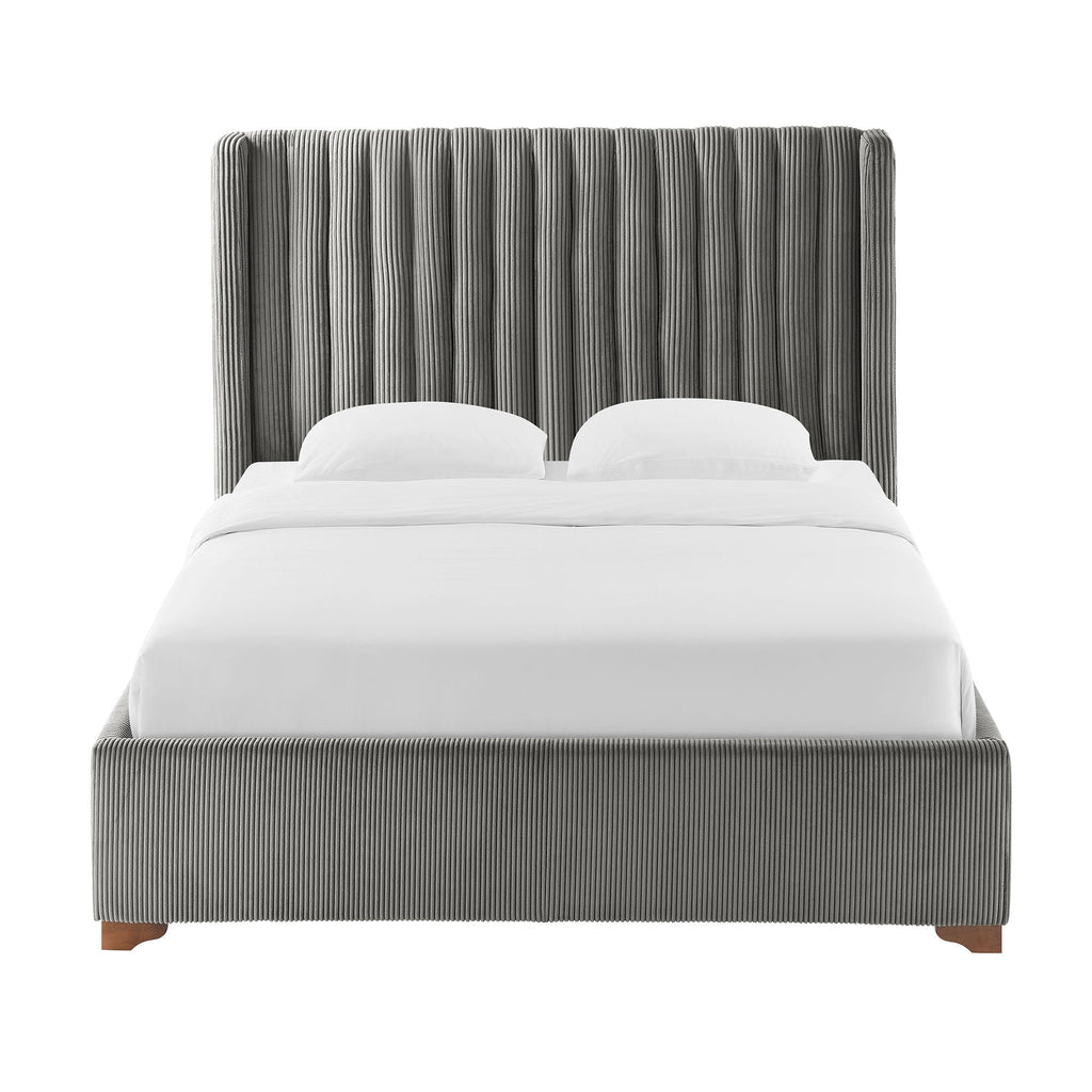 Corduroy Upholstered Wingback Bed Frame