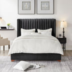 Corduroy Upholstered Wingback Bed Frame