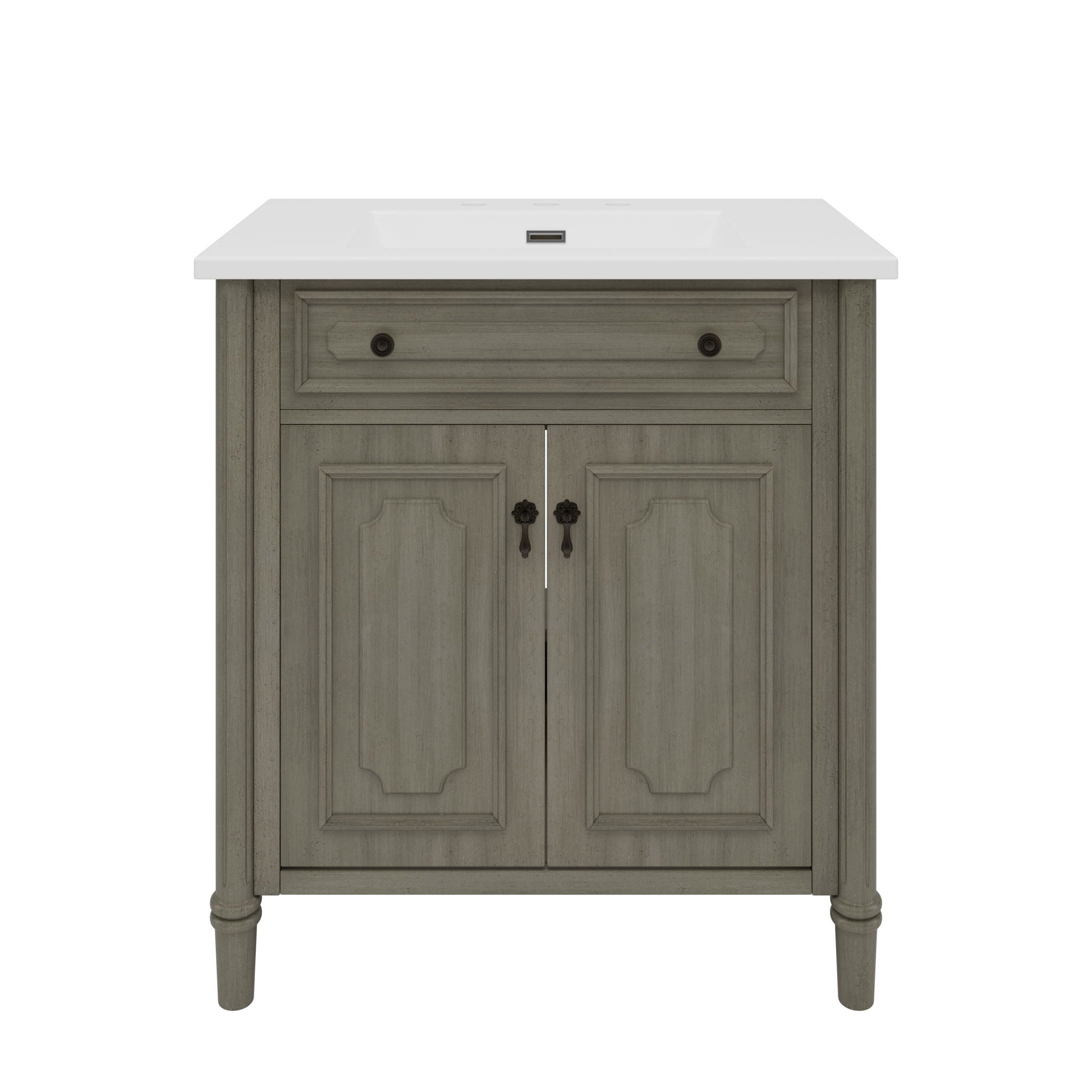 Vintage Bathroom Vanity With Sink, Rustic Cabinet With Soft Close Doors