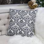Baroque Skull Damask Accent Pillow – Black & White Day of the Dead Accent Cushion