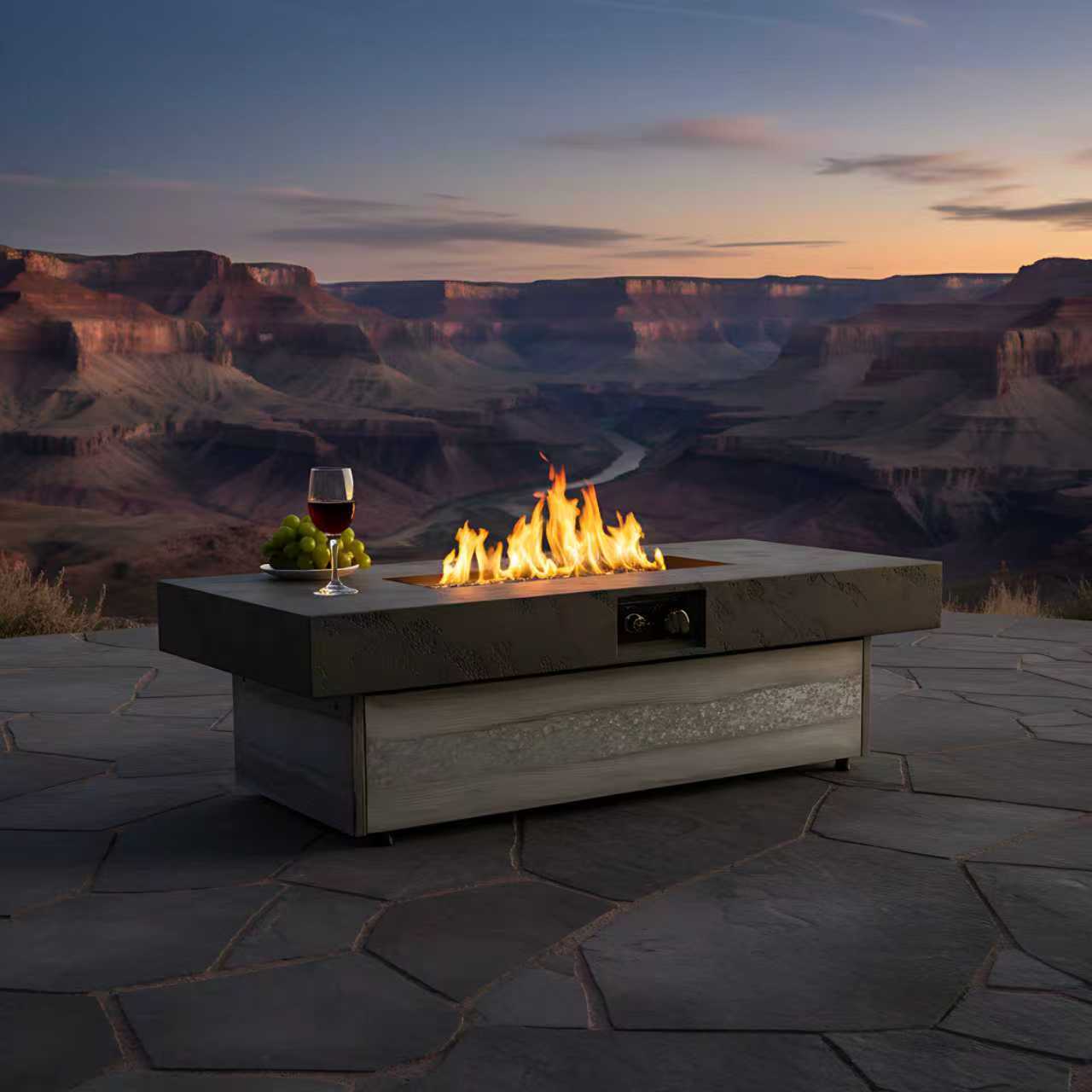 Outdoor Firepit Table 48 x 24 Inch Rectangle Fire Pit Table