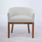 Mid Century Modern Upholstered Barrel Dining Chair with Arms