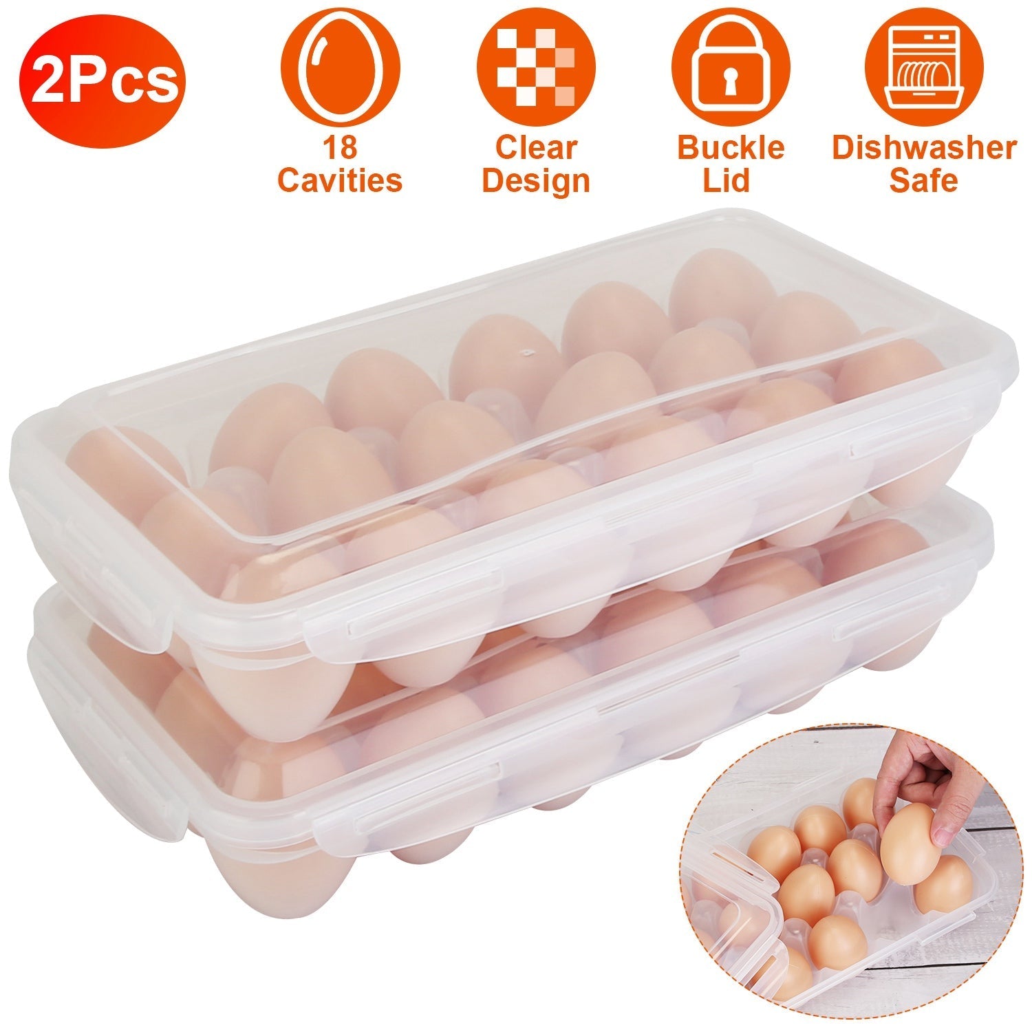 2Pcs Plastic Egg Holder Stackable Egg Storage Box Egg Rack For