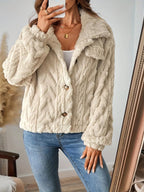 Cozy Textured Fleece Button-Up Outerwear