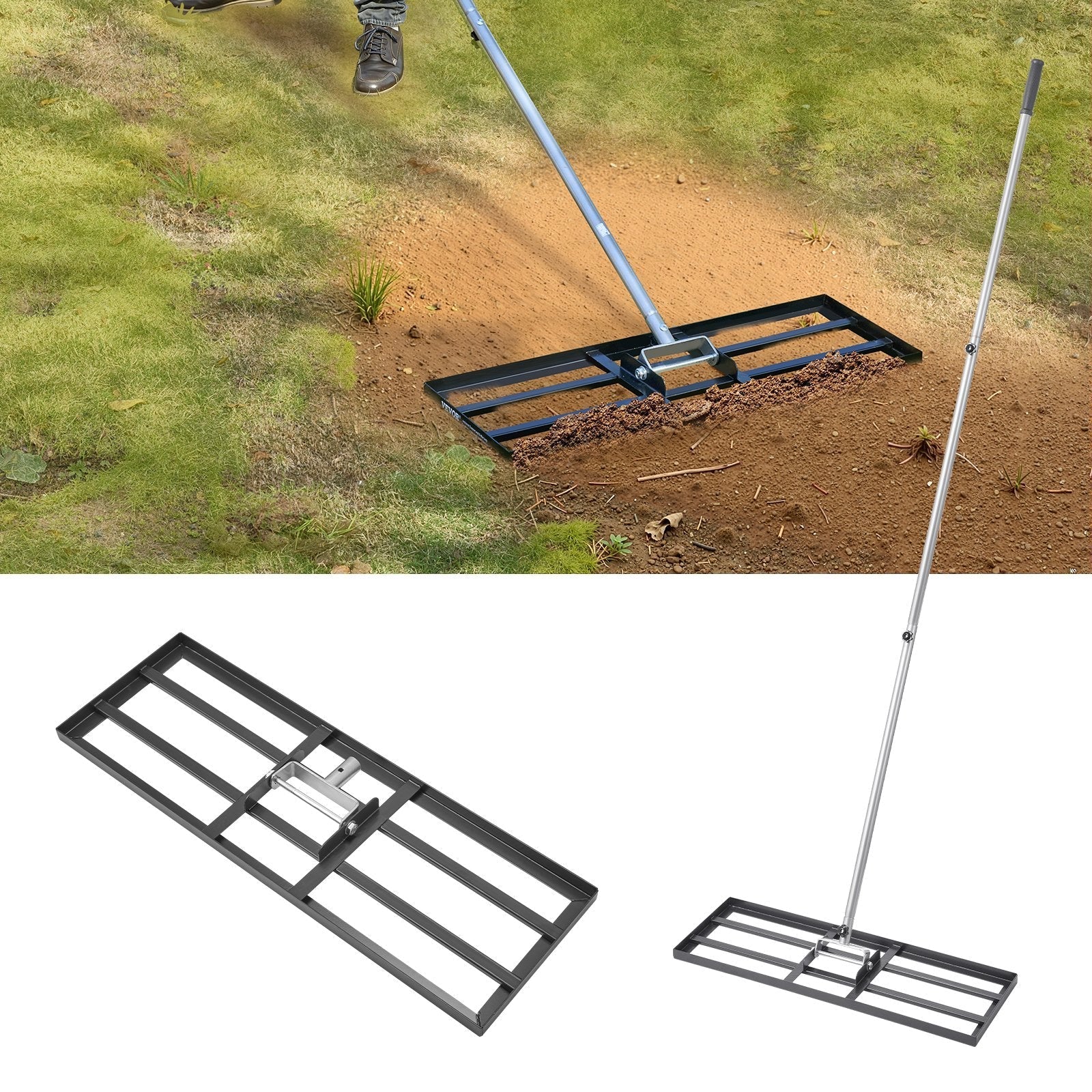 10x30in Lawn Leveling Rake Heavy Duty 83.9in Adjustable Handle For