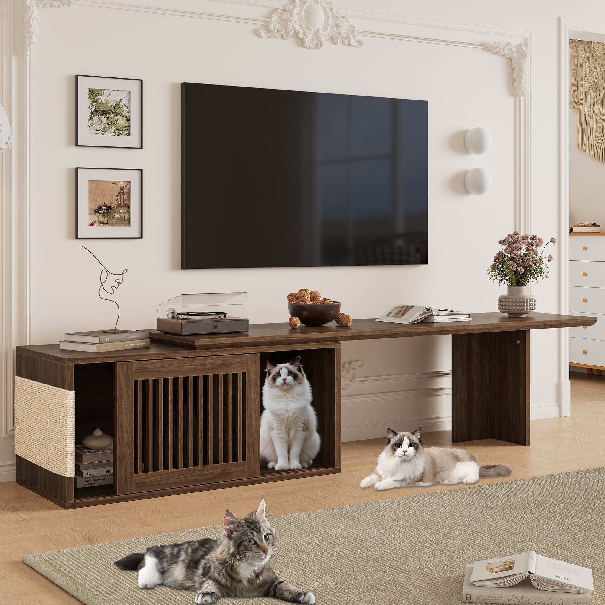 Mid-Century Modern 2-in-1 Extendable Walnut TV Stand