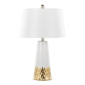 Penelope 22' Contemporary Ceramic Table Lamp with White & Gold Ceramic Body and White Shade