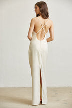 Adan Satin Cowlneck Gown Dress