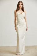 Adan Satin Cowlneck Gown Dress
