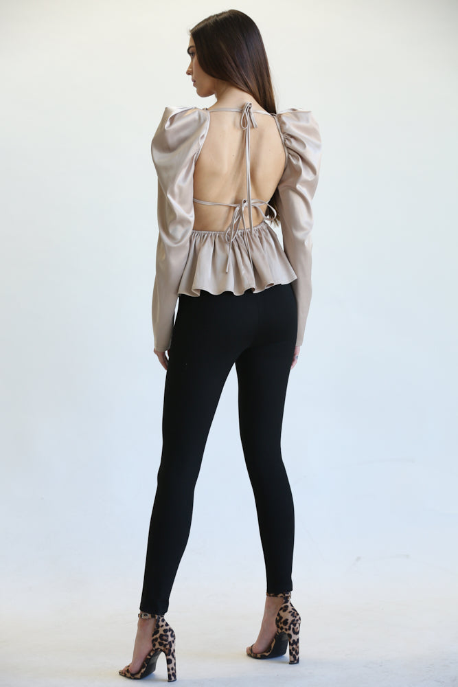 Eva Square Neckline Top with Peplum Waist