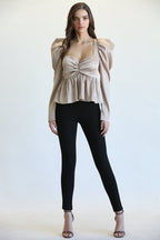 Eva Square Neckline Top with Peplum Waist
