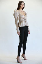 Eva Square Neckline Top with Peplum Waist