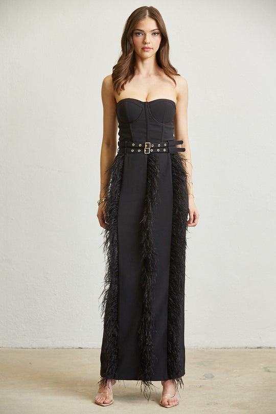 Buckled Feather Corset Dress