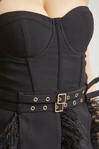 Buckled Feather Corset Dress