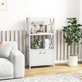 Bathroom Storage Cabinet with Open Shelves and Double Doors-White