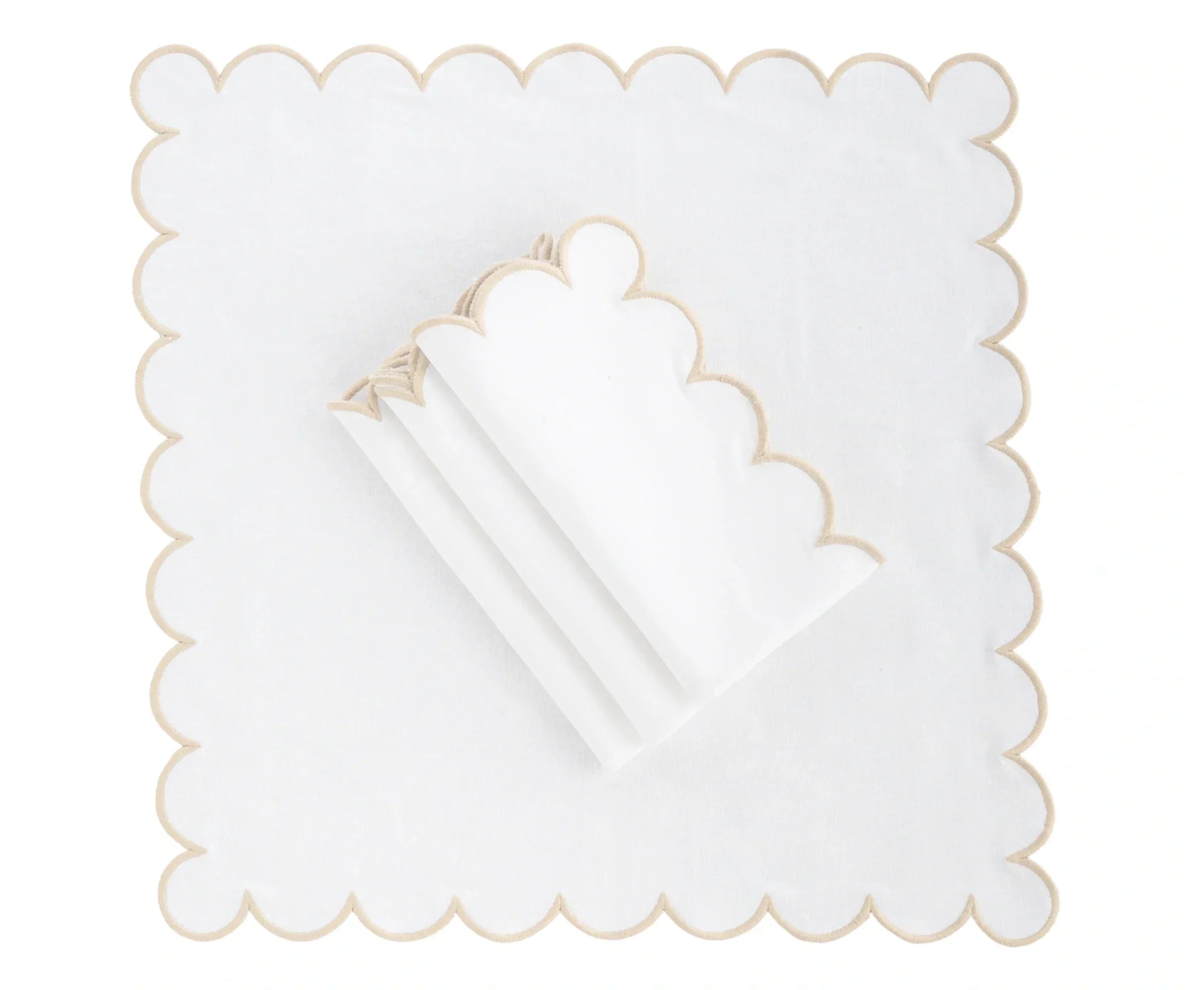 Beige Scalloped Edge Napkins - LongWave