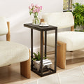 C-shaped End Table Slide Under Couch TV Tray for Coffee Laptop Tablet