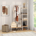 Clothes Rack Free Standing Storage Tower with Hanging Bar-Natural