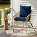 Deep Seat Chair Cushion Pads Set with Rope Belts for Indoor and Outdoor-Blue