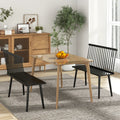 Entryway Bench for 2 with Spindle Back for Kitchen Dining Room Hallway-Black