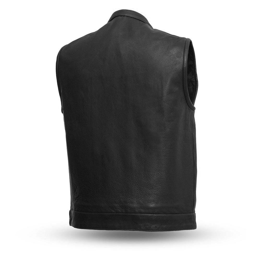Born Free Motorcycle Leather Club Vest (Black Stitch)