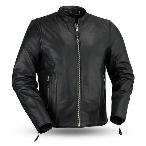 Ace - Clean Cafe Style Men's Leather Jacket