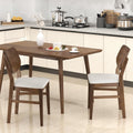 Farmhouse Upholstered Kitchen Chairs Set of 2 with Rubber Wood Frame-Walnut