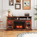 Fireplace TV Stand with Remote Controls and Thermostat for TVs Up to 50 Inch-Rustic Brown