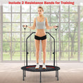 40 Inch Foldable Fitness Rebounder with Resistance Bands Adjustable Home-Red
