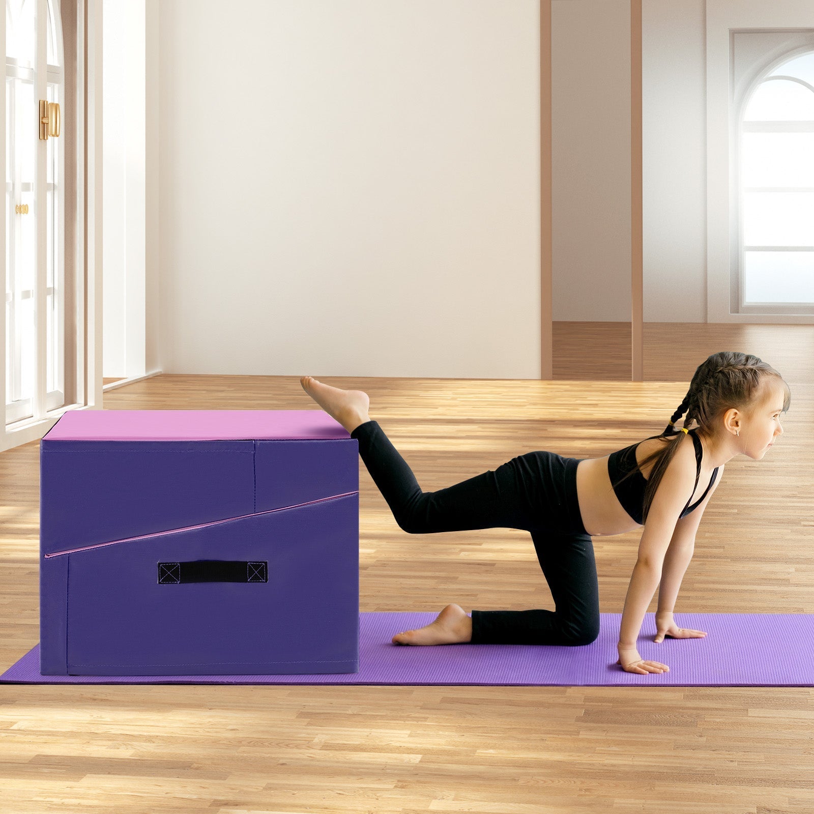 Folding Incline Yoga Gymnastics Tumbling Mat with EPE Foam-Pink