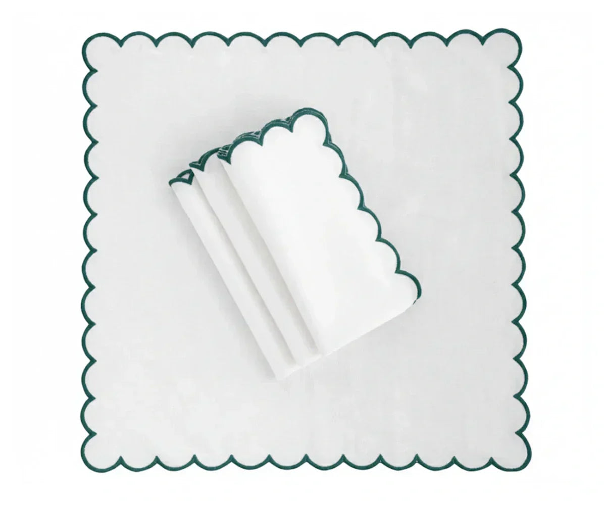 Green scallop napkins