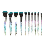10pcs Transparent Crystal Diamond Makeup Brushes Set Colorful Diamond