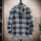 Mens Hooded Plaid Zipped Up Jacket